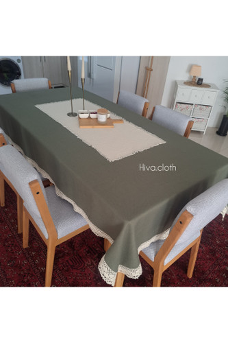 رومیزی ۶ نفره هیوا دوردوزی کتان ،جنس کنفی